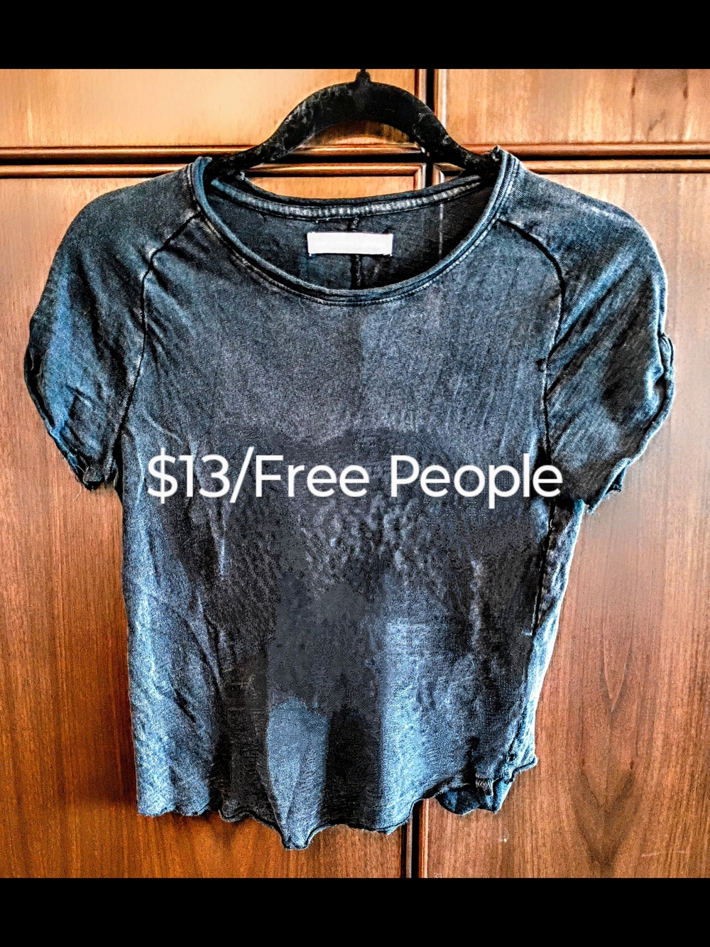 Free People Washed Charcoal Short Sleeve Tee